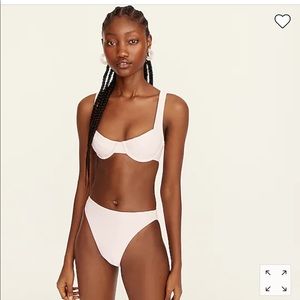 Ribbed cross back underwire bikini top- pink blossom